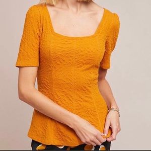 T01 Anthropologie Ett:twa Mustard Yelllw Wesley Top L